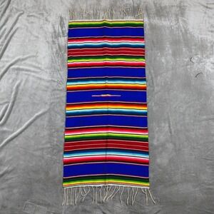 Vintage Serape Table Runner Wool Saltillo Dresser Scarf Mexican 60x25 Hand Woven